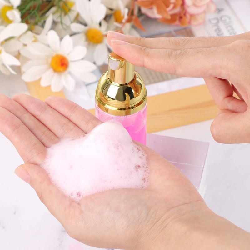Dming 8 Pcs 1oz 30ml Plastic Foamer Pump Bottle Foam Dispenser Bottles Mini Liquid Foaming Bottles for Refillable Travel Hand Soap Foaming Shampoo Castile Cleaning (Gold+Clear) - Image 5